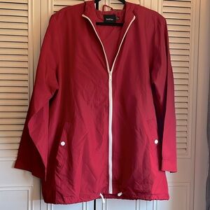 Long red windbreaker